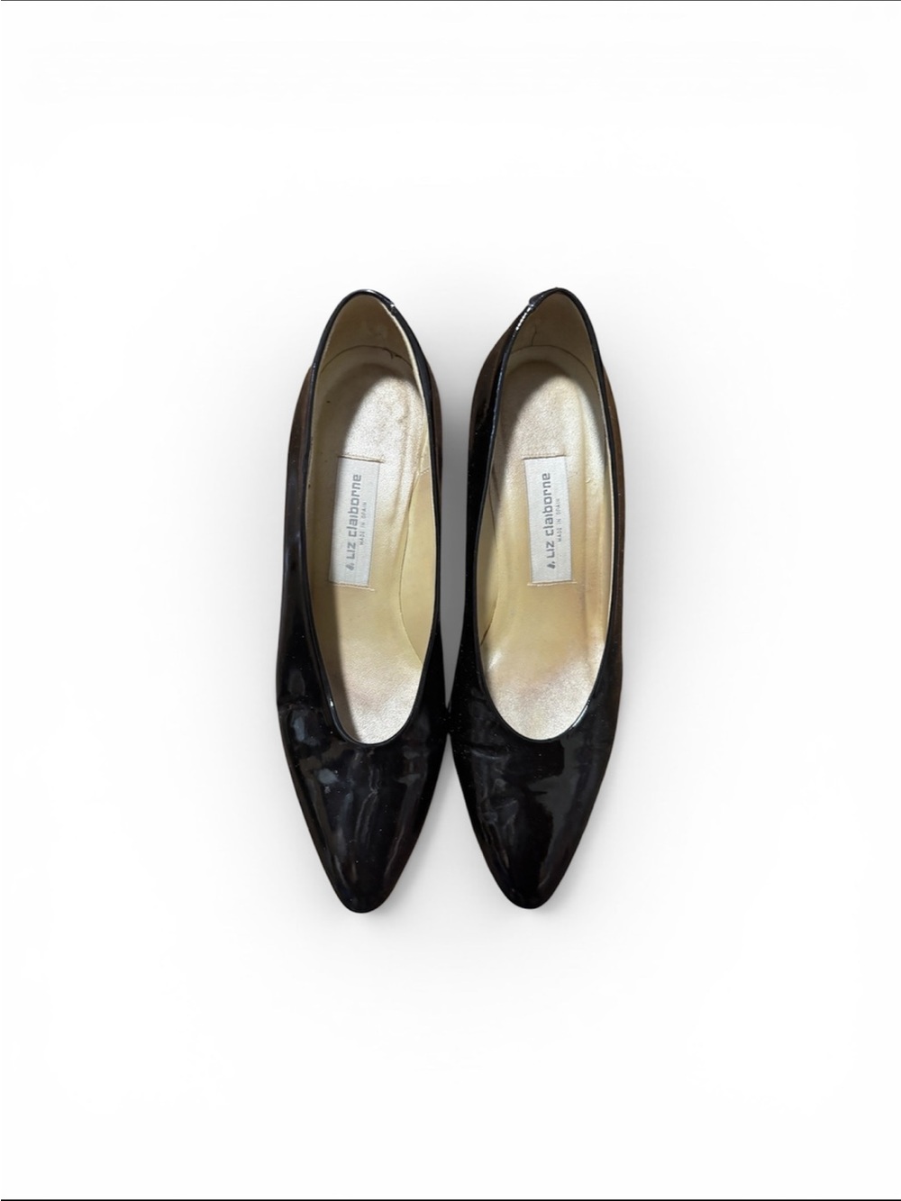 LIZ CLAIBORNE, Black Patent Pointed Toe Heels, Size 9M
